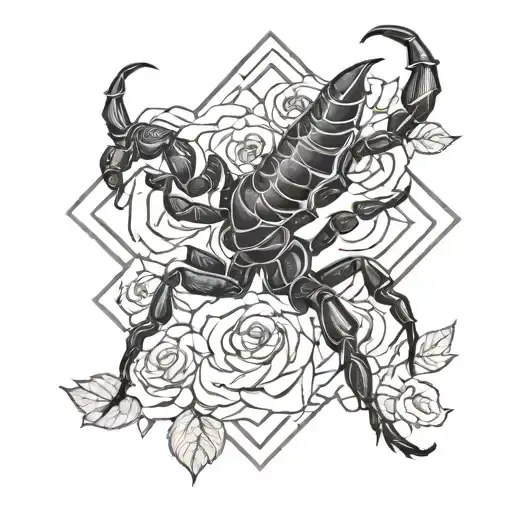 scorpion rose growing tattoo design idea