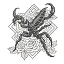 scorpion rose growing tattoo design idea