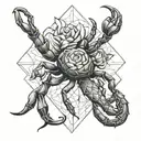 scorpion rose growing tattoo design idea