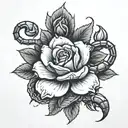 scorpion rose growing tattoo design idea