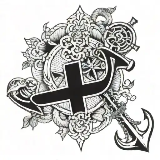anchor, cross, 96, tattoo design idea