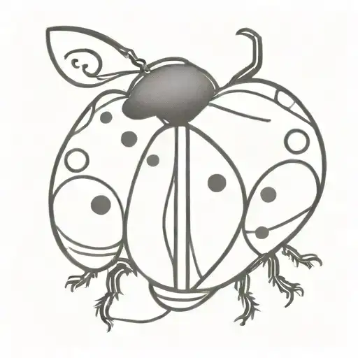 A realistic blackwork ladybug with a Cancer ribbon intertwined tattoo design idea