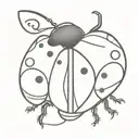 A realistic blackwork ladybug with a Cancer ribbon intertwined tattoo design idea