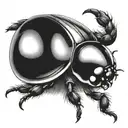 A realistic blackwork ladybug with a Cancer ribbon intertwined tattoo design idea