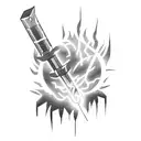 A dynamic and powerful portrayal of Zeus wielding his lightning bolt in a blackwork style tattoo design idea