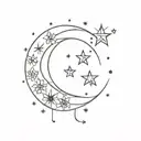 moon with stars and snowflake tattoo design idea