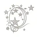moon with stars and snowflake tattoo design idea