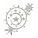 moon with stars and snowflake tattoo design idea
