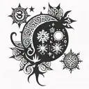moon and snowflake tattoo design idea