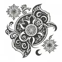 moon and snowflake tattoo design idea