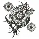 moon and snowflake tattoo design idea