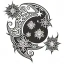 moon and snowflake tattoo design idea
