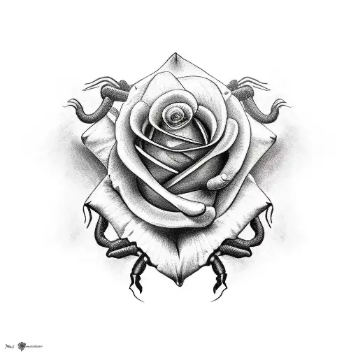 scorpion and rose tattoo design idea