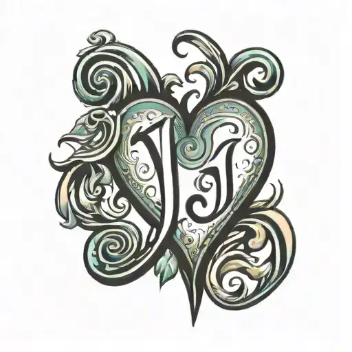 two letter j with heart small tattoo tattoo design idea