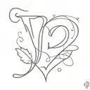 two letter J with numbers 224 and heart  tattoo design idea