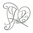 two letter J with numbers 224 and heart  tattoo design idea