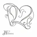 two letter J with numbers 224 and heart  tattoo design idea