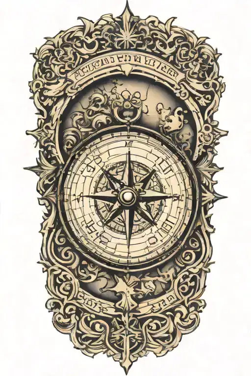 CLASSIC COMPASS DESIGN AND BACK GROUND AN OLD CLASSIC WORLD MAP TO COVER THE HOLE FOREARM tattoo design idea