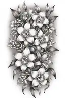 Black And Grey "Narcissus And orchid And daisy Of The Valley Flower Bouquet" Tattoo Design Idea tattoo design idea