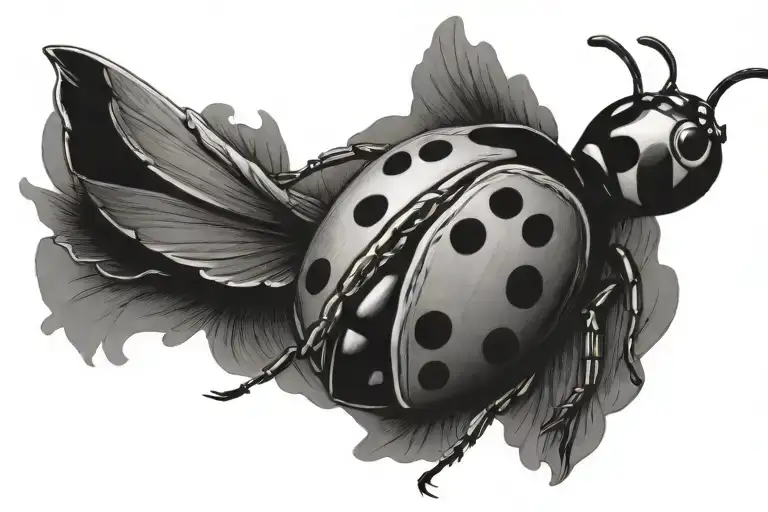 ladybug flying away chain tattoo design idea