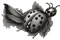 ladybug flying away chain tattoo design idea