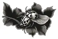 ladybug flying away chain tattoo design idea