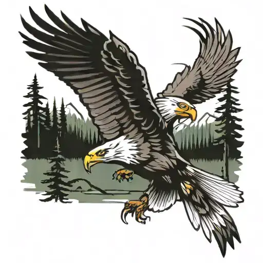 bearcat and eagle soaring tattoo design idea