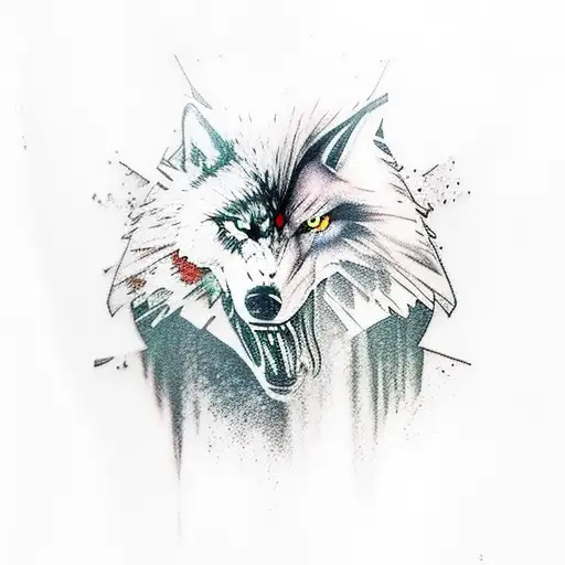 witcher and wolf tattoo design idea