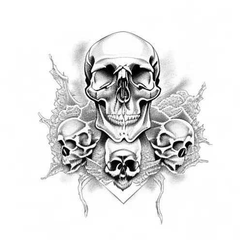 rotting skull tattoo design idea