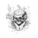 rotting skull tattoo design idea