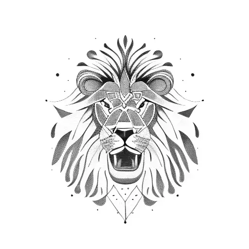 A blackwork tattoo of a lion playing a saxophone tattoo design idea