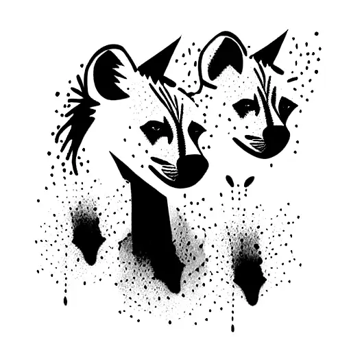 two hyenas outline on upper arm tattoo design idea