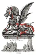 osiris on sarcophagus adorned with hieroglyphics tattoo design idea