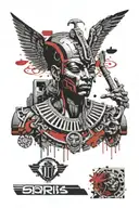 osiris on sarcophagus adorned with hieroglyphics tattoo design idea