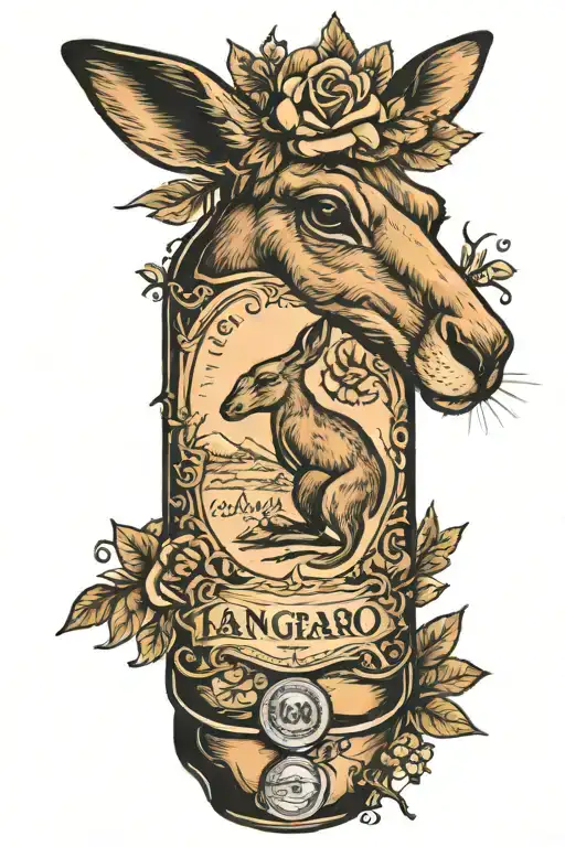 kangaroo bourbon bottle tattoo design idea