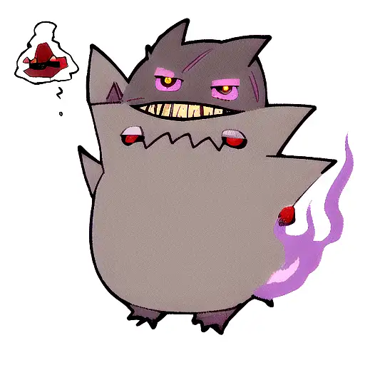 gengar popping out a pokeball with smoke going up to wrist tattoo design idea