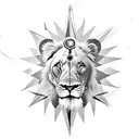 Lion with compass tattoo design idea