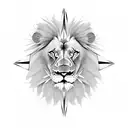 Lion with compass tattoo design idea