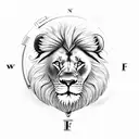 Lion with compass tattoo design idea