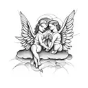 two angels matching tattoo men tattoo design idea