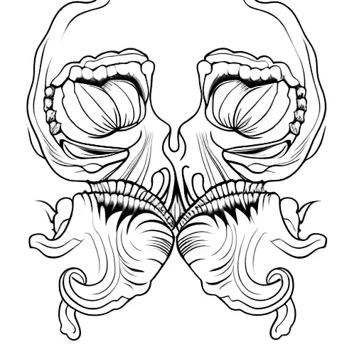 A minimalist tattoo of a pair of lips with skull caramel tattoo design idea