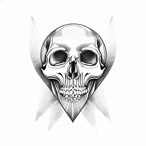 lips holding a skull tattoo design idea