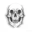 mouth biting skull tattoo design idea