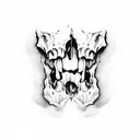 mouth biting skull tattoo design idea