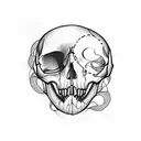 lips holding a skull tattoo design idea