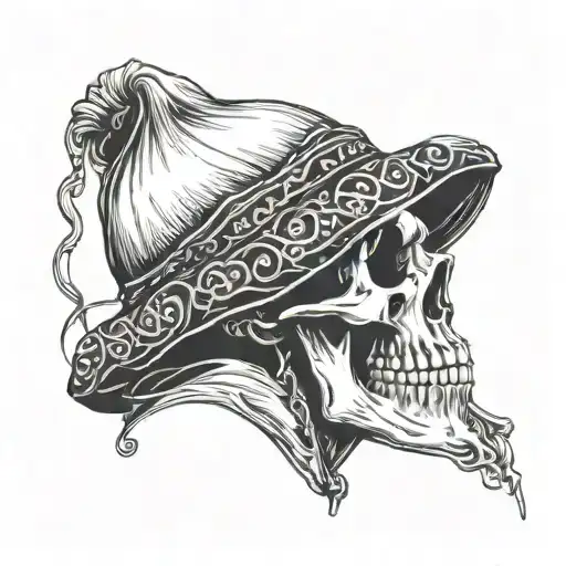 skull asking for silence, and hood on the head tattoo design idea