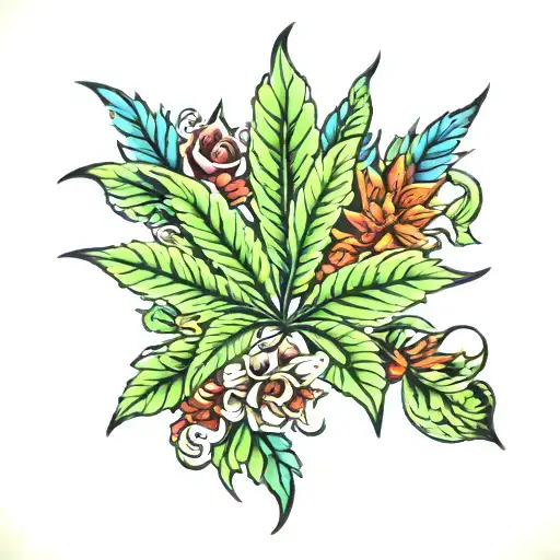 weed leaf tattoo design idea