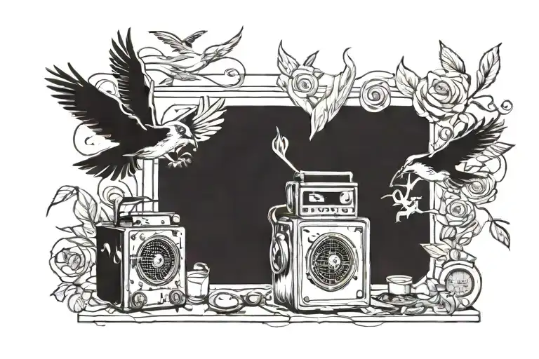It’s for my grandparents and a memory for each one, 1st memory - a radio and a cigarette, 2nd - a bird flying towards a  tattoo design idea