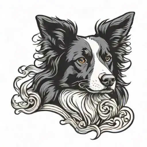 border collie dog tattoo design idea