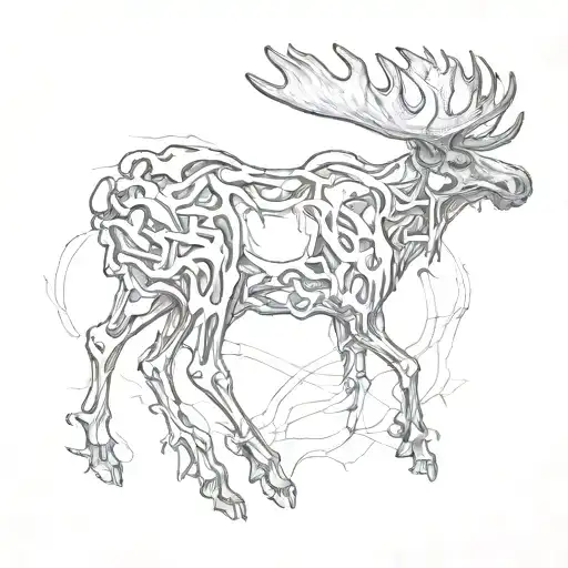 moose fossil bones vertical tattoo tattoo design idea